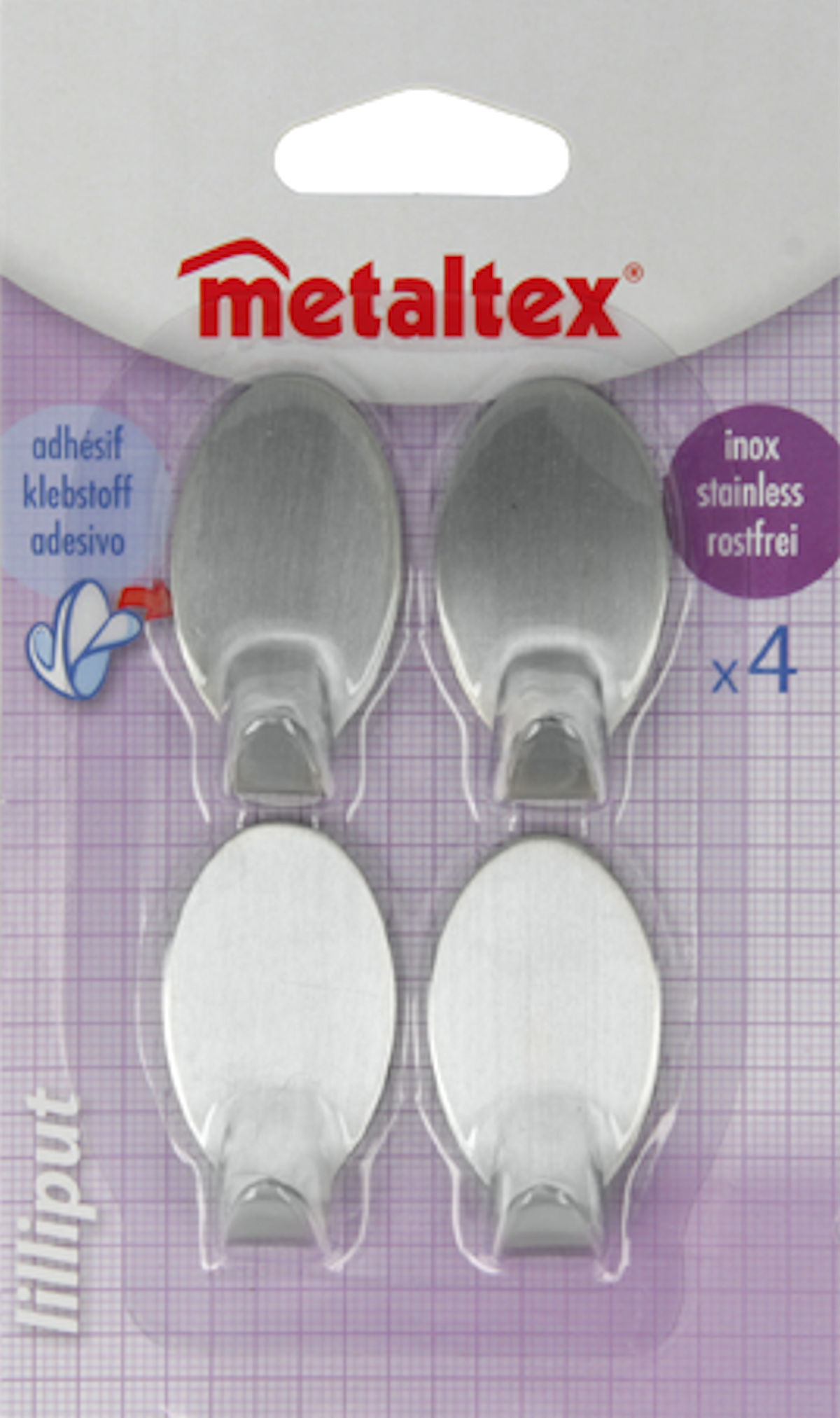 METALTEX PLAKHAAK OVAAL 4 STUKS CHROOM - 8002522945045 - 531427